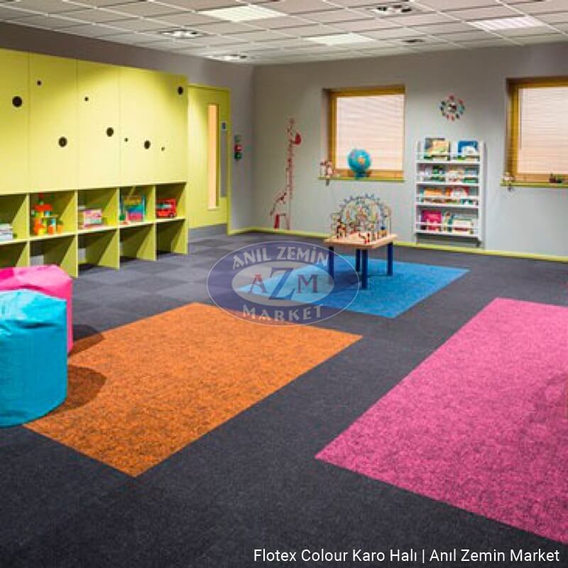 Flotex Colour Metro Neon Teppichfliesen Anwendungsgrafik antibakterieller und fleckenresistenter Schul-Teppich