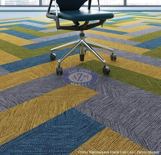 Anıl zemin flotex frameweave plank karo halı uygulama 142003 sepia