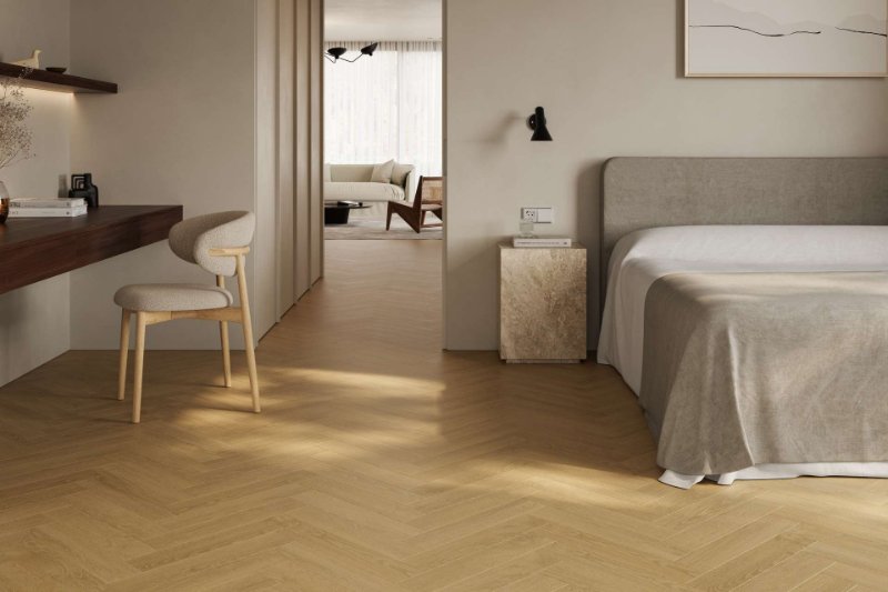 yatak odası Altro Ensemble LVT vinil zemin kaplama parke desenli SPACE0108
