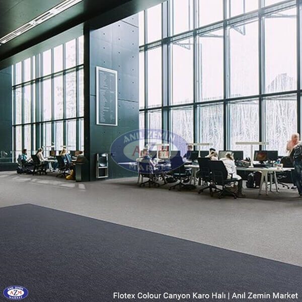 Flotex Colour Canyon karo halı uygulama görseli - t545021 stone t545019 slate