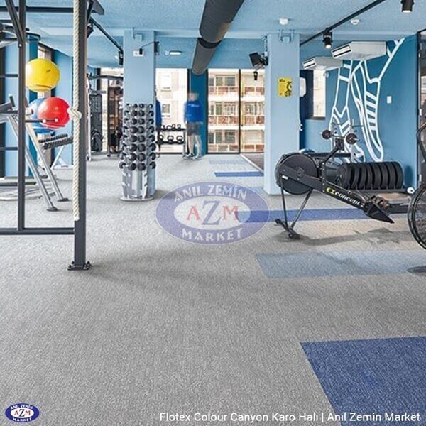Flotex Colour Canyon karo halı uygulama görseli - t545024 cloud t545028 sapphire