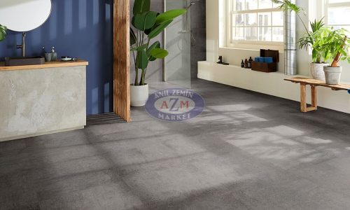 Mflor LVT zemin kaplama uygulama Estrich Stone Anthracite 59213 koyu gri taş desenli karo pvc