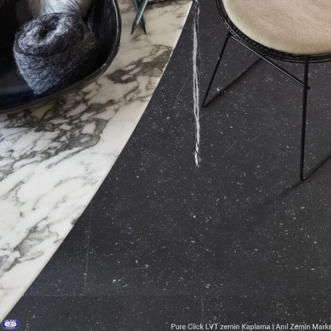 Pure click taş beton mermer desenli karo pvc vinil LVT zemin kaplama Bluestone Dark