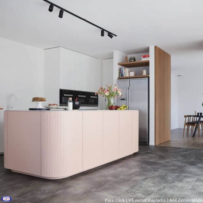 Pure click taş beton mermer desenli karo pvc vinil LVT zemin kaplama Zinc 679M