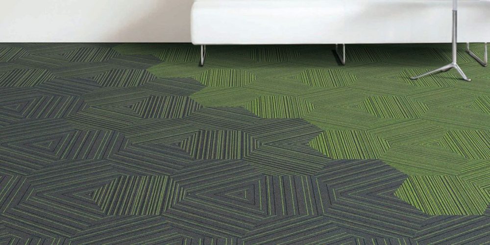 yeşil ve siyah desenli karo ofis halısı istanbul
